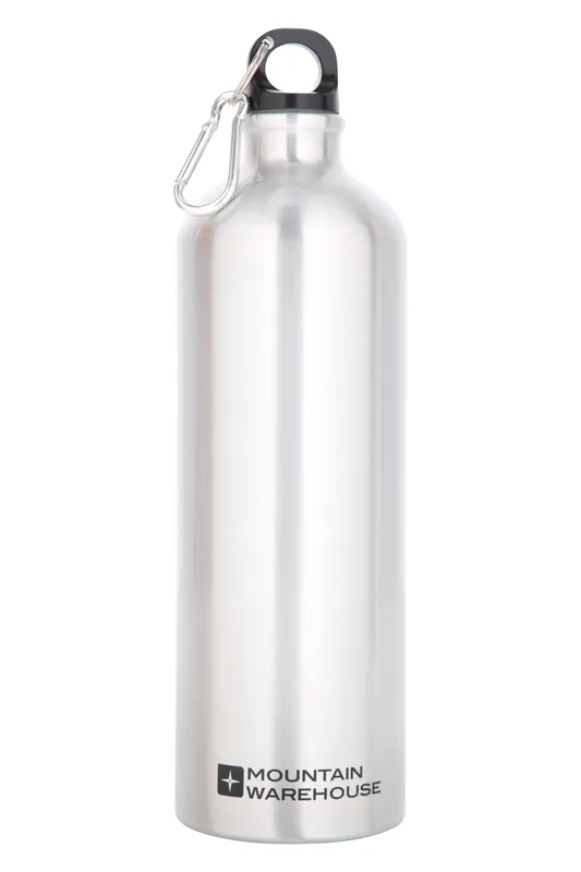 Lightweight Leakproof Seal Metallic Finish Bottle with Karabiner 1L - Mountain Warehouse