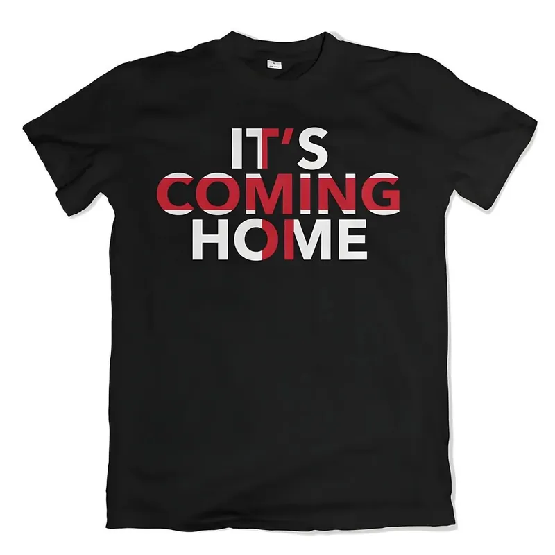 Mens Footballs Coming Home Flag T Shirt Black - England