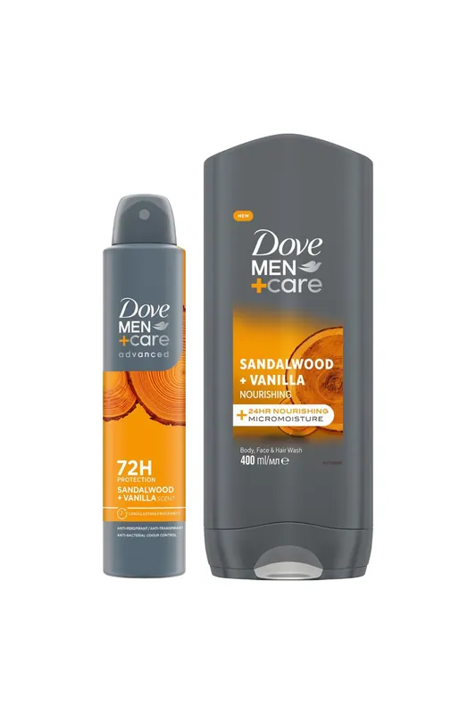 Sandalwood and Vanilla Bundle Deodorant Spray and Body Wash - Dove