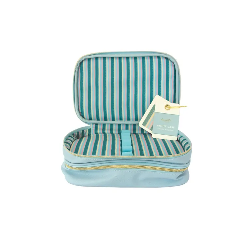 Double Zip Blue Vanity Case - Danielle Creations