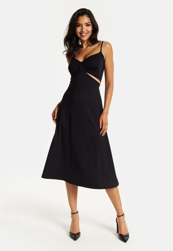 Liquorish Black Cami Dress with Cut Out