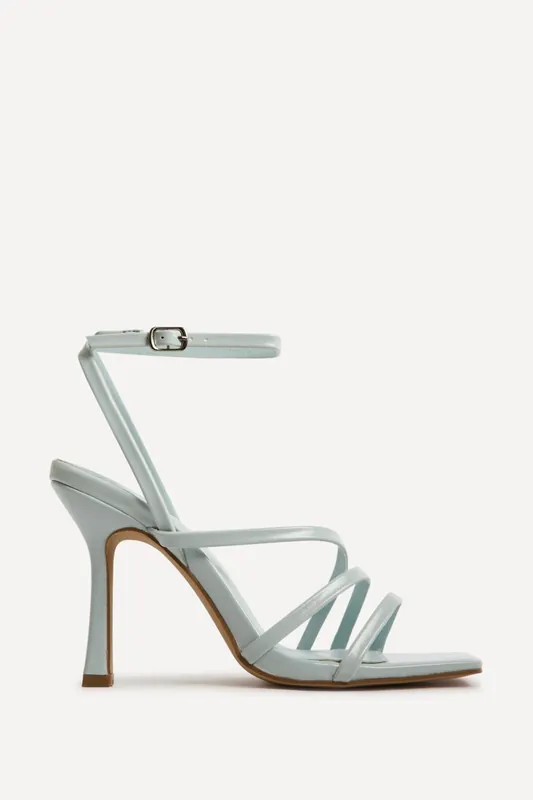 Scarlett Pale Blue Faux Leather Strappy Heels - Linzi