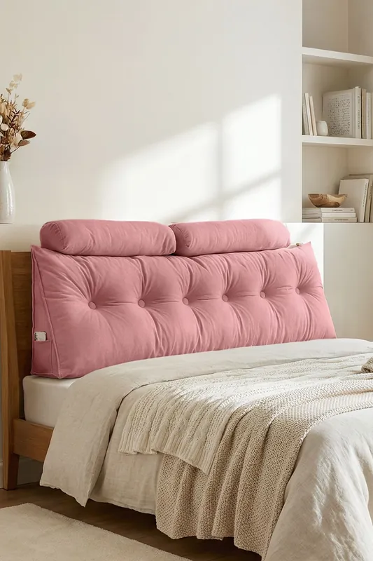 Wedge Headboard Pillow with Removable Cover and 2 Bolster Pillows - Living and Home