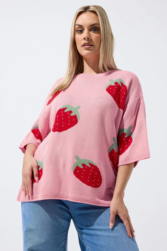 Strawberry Knitted Boxy Top - Yours