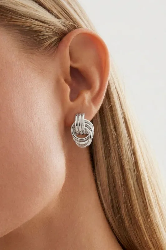 Silver Double Knot Earrings - Serla