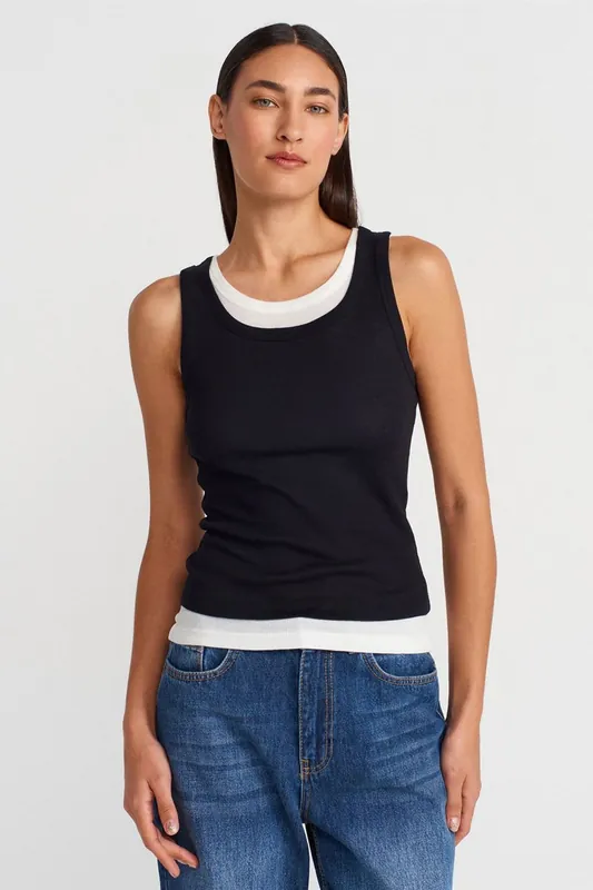 Ribbed Cotton Sleeveless Cami Blouse - Dilvin