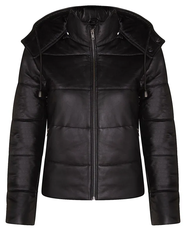 Puffer Leather Bomber Jacket-Ajax