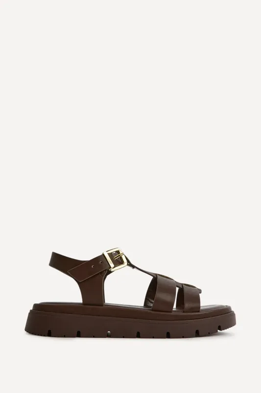 Adventure Brown Gladiator Flat Sandals - Linzi