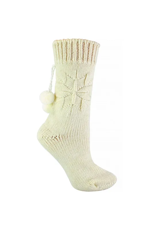 1 Pack Warm Alpaca Wool Pom Pom Bed Socks - Sock Snob