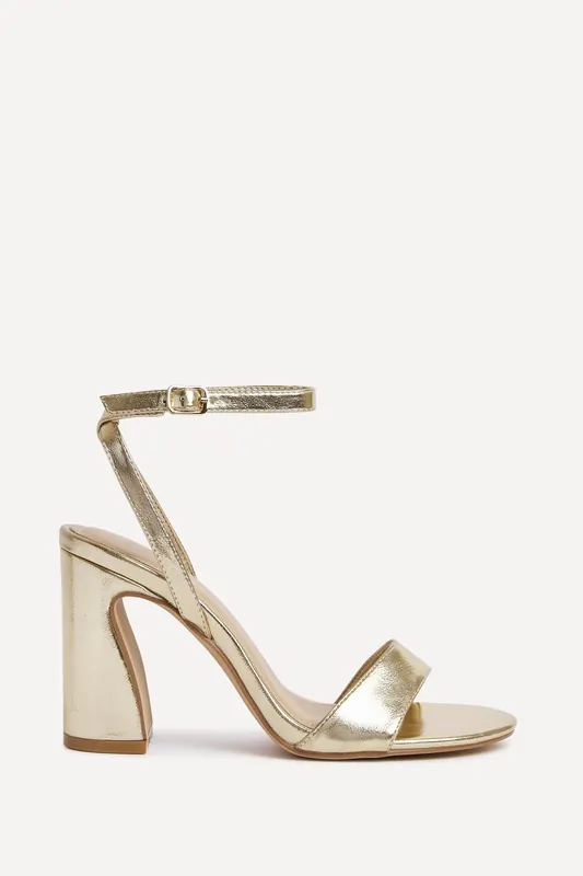 Trance Gold Faux Leather Block Heel - Linzi