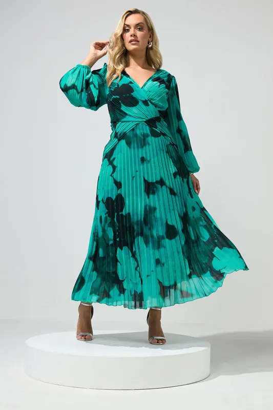 Long Sleeve Pleat Maxi Dress - Yours