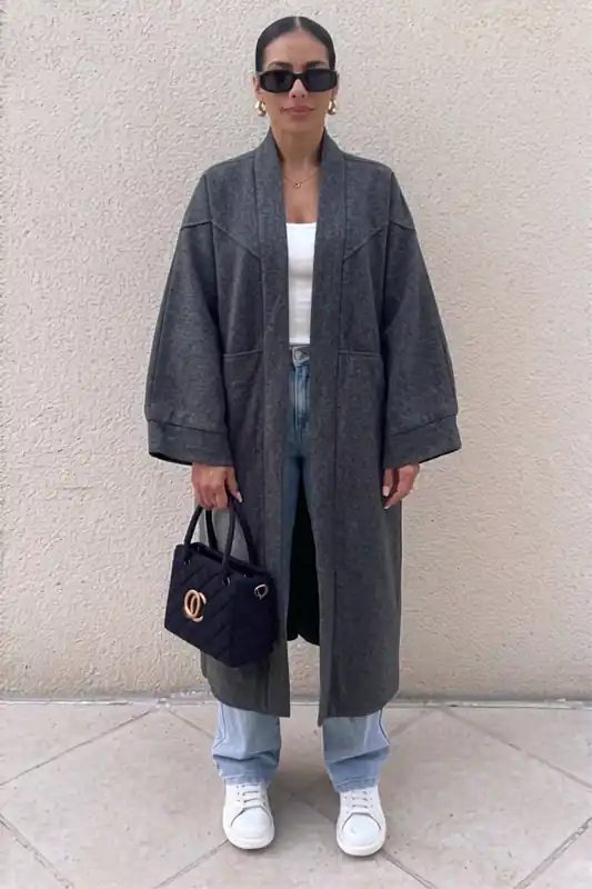 Longline Open Front Coat - Femme Luxe