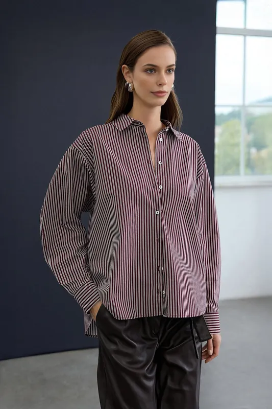Cotton Poplin Vertical Stripe Shirt - WOVCOR