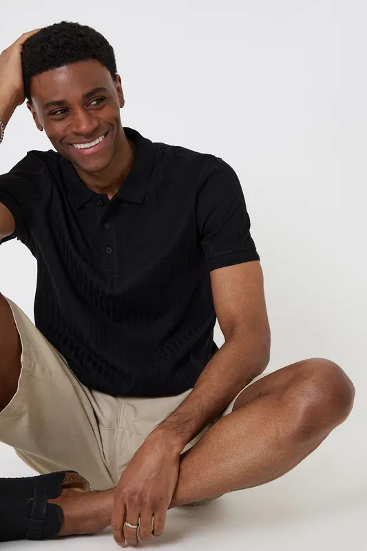 Textured Cotton Polo Shirt - Threadbare