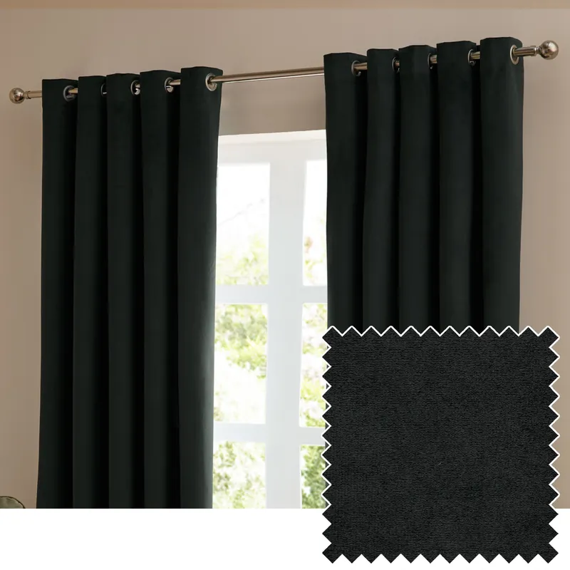 The Ultimate Velvet 100% Blackout Eyelet Curtain Pair - Furn