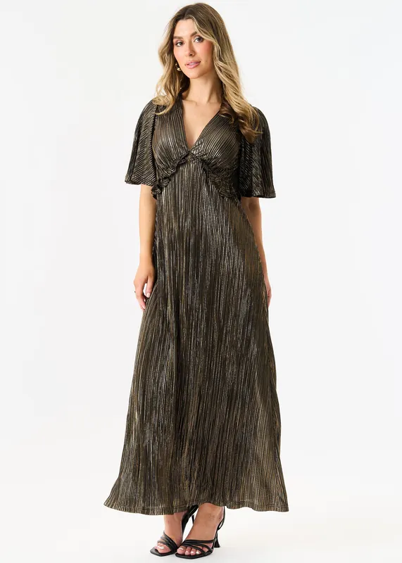 Black Occassion Metallic Plisse One Shoulder - Gini London