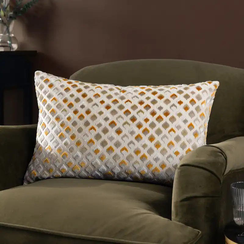Lexington Geometric Velvet Cushion - Paoletti