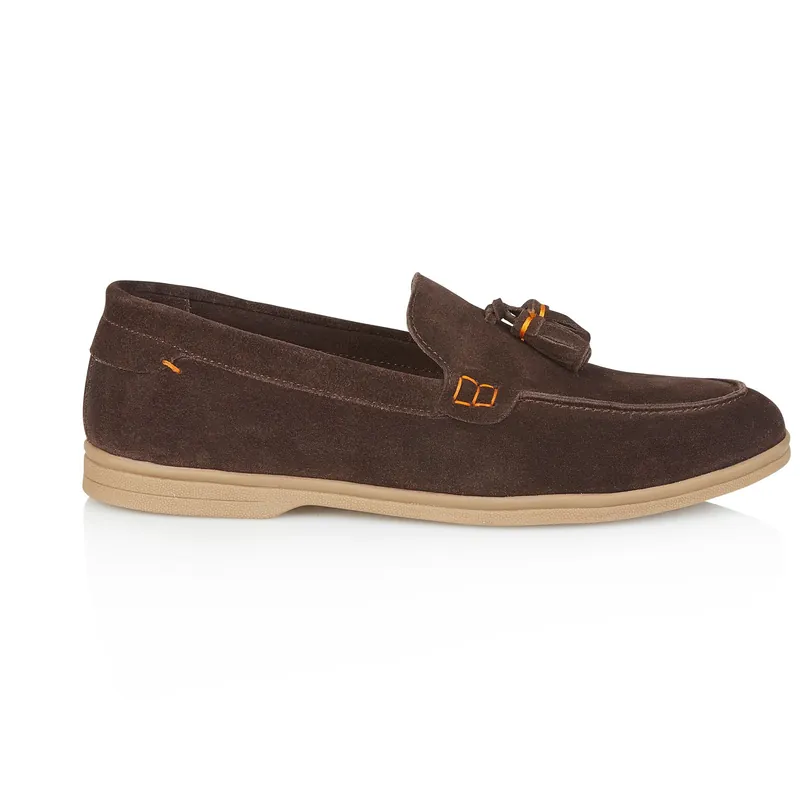 Wembley Suede Leather Casual Mens Tassel Loafers - Silver Street London
