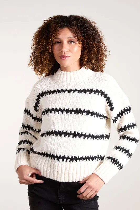 Ivory Abstract Stripe Jumper - Blue Vanilla