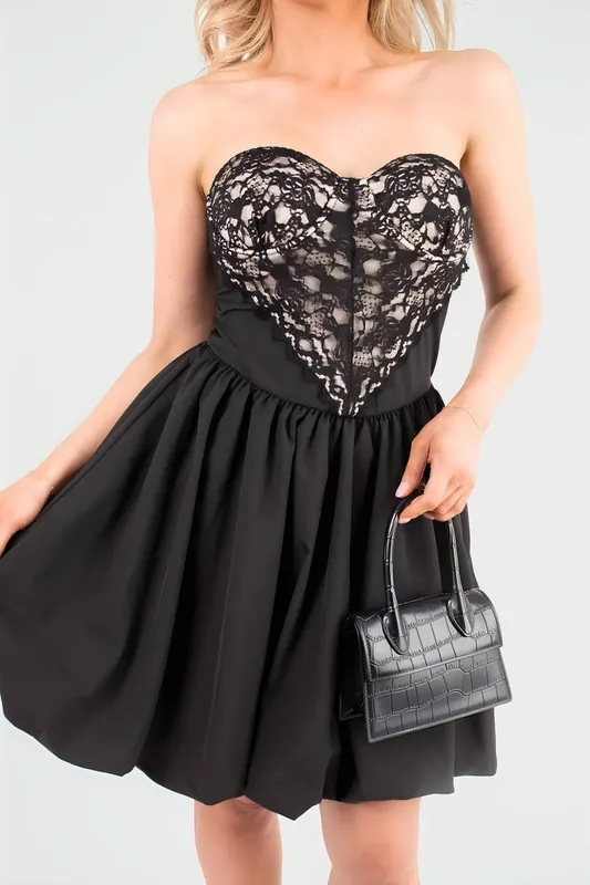 Leah Strapless Heart-shaped Lace Mini Dress