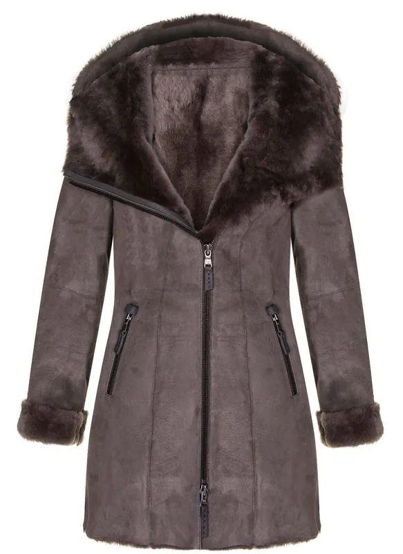 Merino Sheepskin Hooded Coat-Ryde