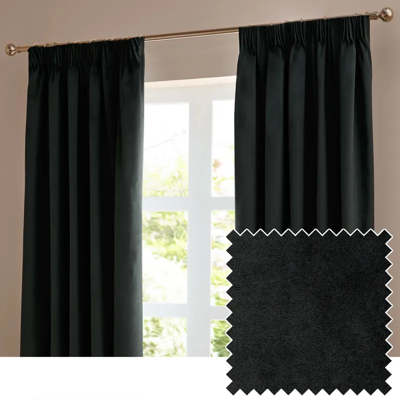 The Ultimate Velvet 100% Blackout Pencil Pleat Curtain Pair - Furn
