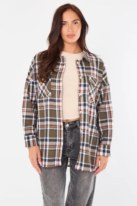 Oversized Checkered Shirt - ELAINA FASHION