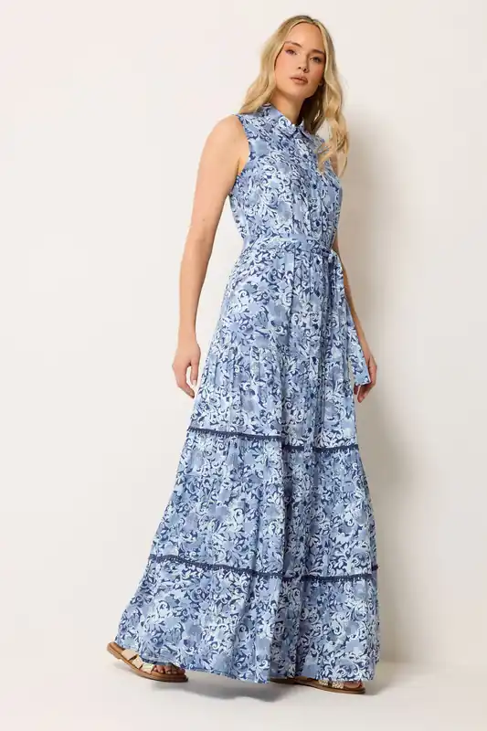 Tall Floral Belted Maxi Dress - Long Tall Sally