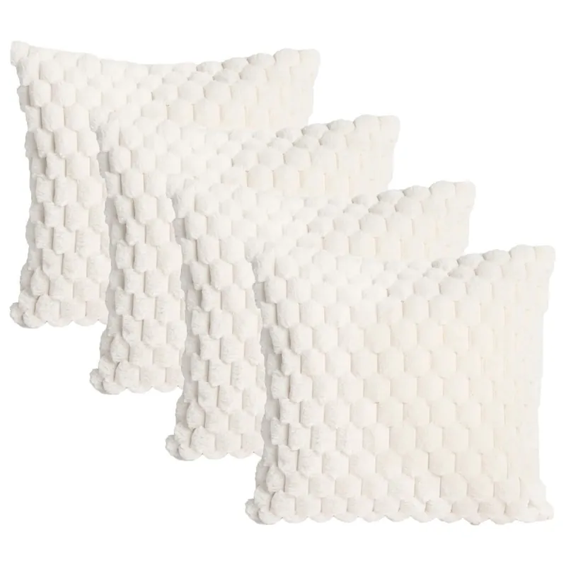 4 Pack Waffle Faux Fur Cushion Covers - 45 x 45cm