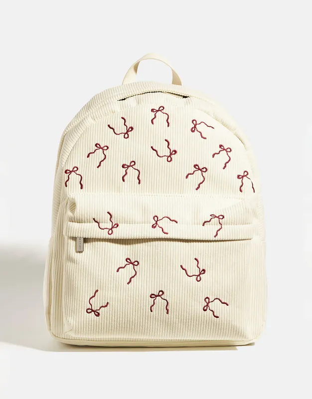 Burgandy Bow Embroidered Backpack - SKINNYDIP