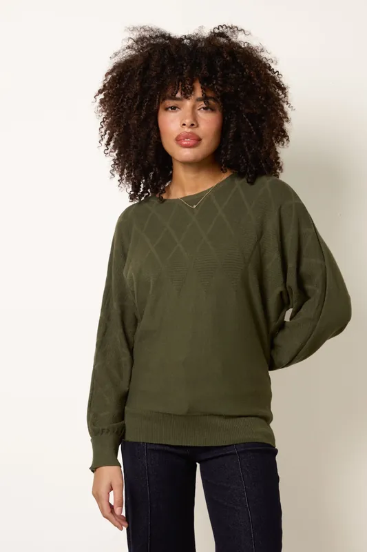 Khaki Patterned Jumper - Blue Vanilla