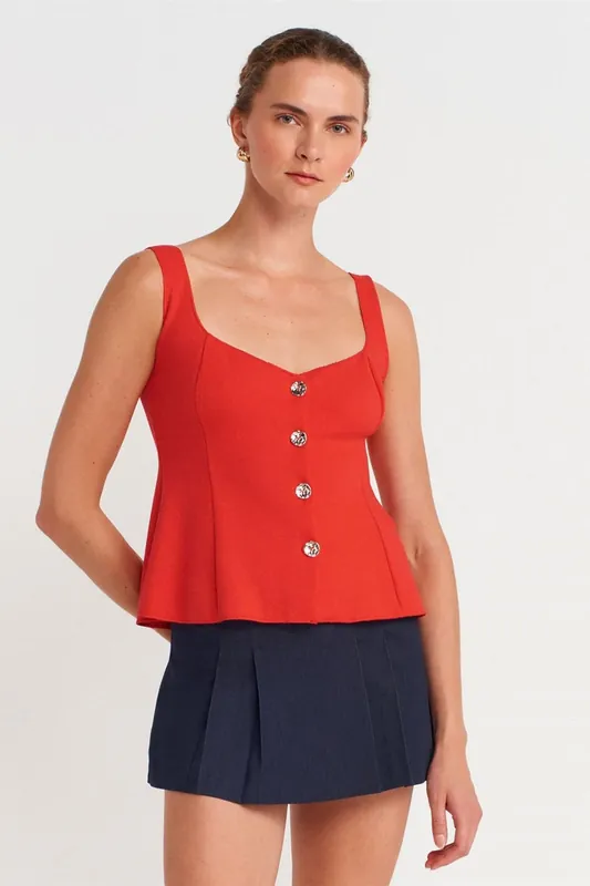 Fitted Sleeveless Peplum Blouse - Dilvin