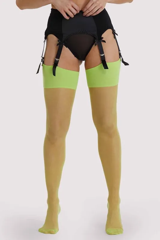 Acid Lime Seamed Stockings - Playful Promises