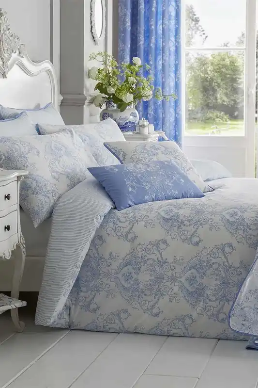French Toile Patterned Duvet Cover Set - Homescapes
