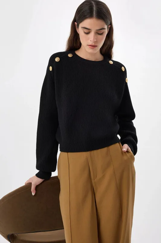Knitted Button-Detail Sweater