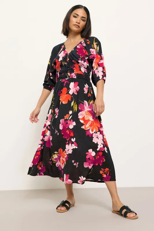 Petite Floral Print Tea Dress - PixieGirl