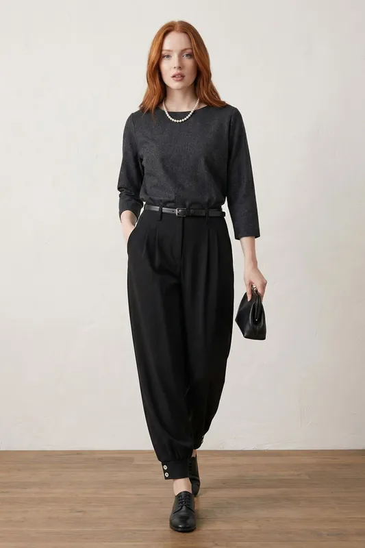Belted Buttoned Leg Tailored Trousers - MyFashion