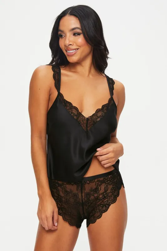 Admiring Satin Lace Cami Top & Shorts Set - Ann Summers