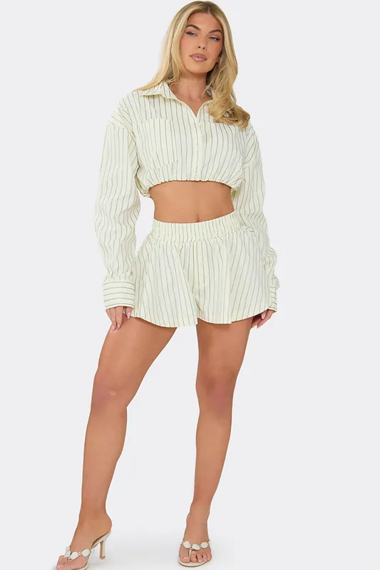 Button Pinstripe Shorts - EGO