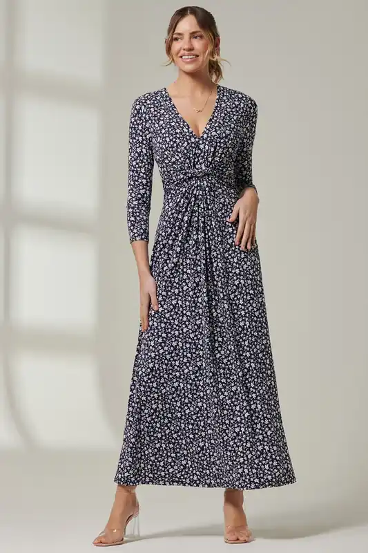 Hayat Twist Front Jersey Maxi Dress - Jolie Moi