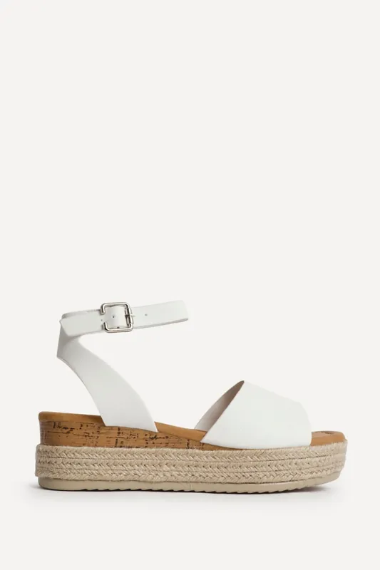 Nirvana White Nubuck Flatform Sandals - Linzi