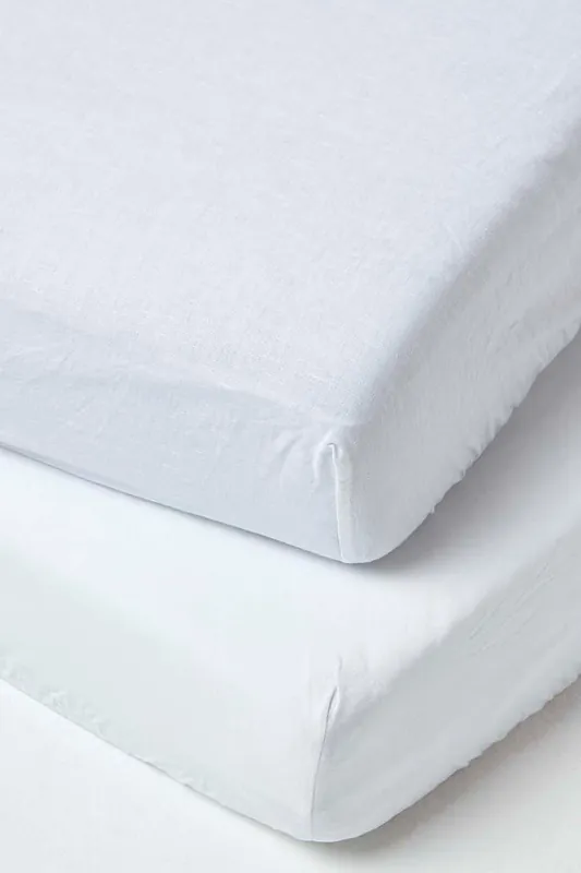 Soft Linen Fitted Cot Sheet, Pack of 2 - Homescapes