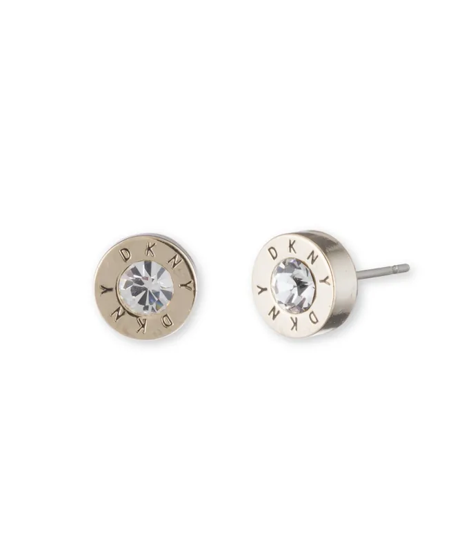 Logo Crystal Stud Earrings - Silver and Crystal