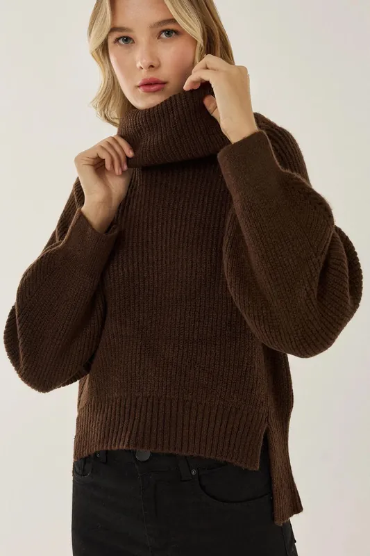 Oversized Turtleneck Knit Sweater - Hiccup