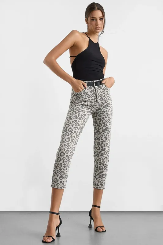 Animal Print Slim Fit Denim Pants - Hiccup