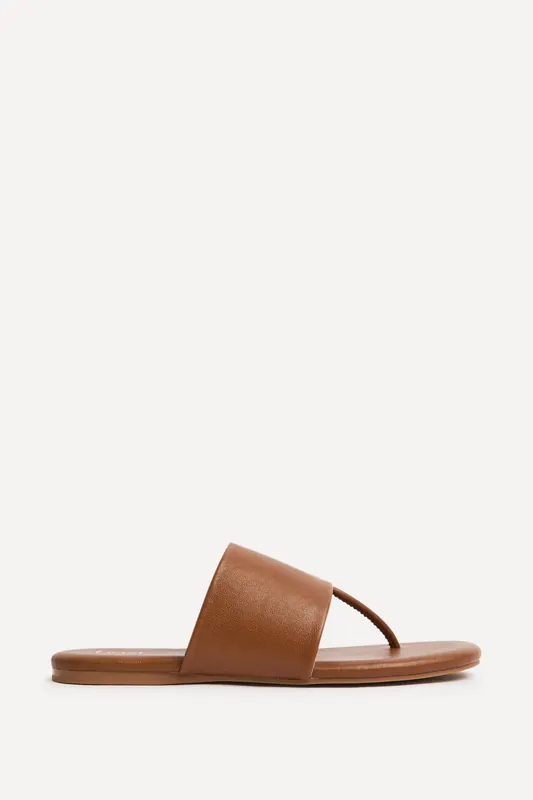 Amara Tan Flat Sandals - Linzi