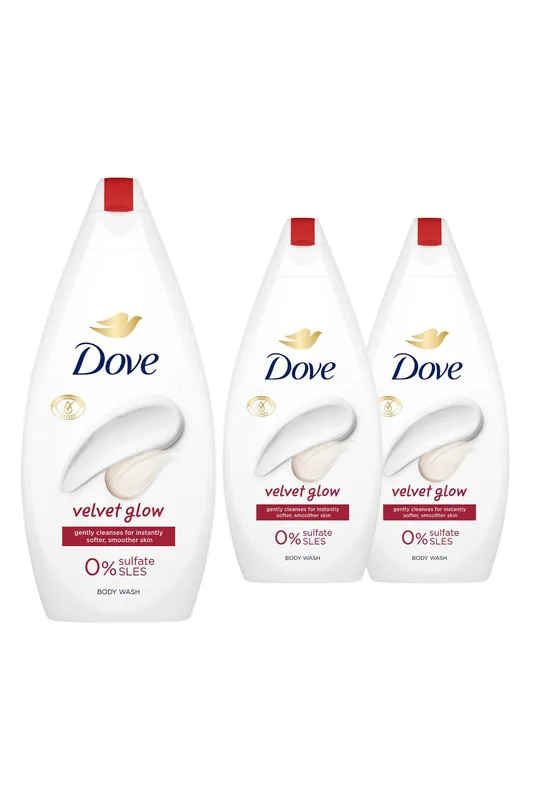 Velvet Glow 'Body Wash' for Soft & Smoother Skin 3x 450ml - Dove