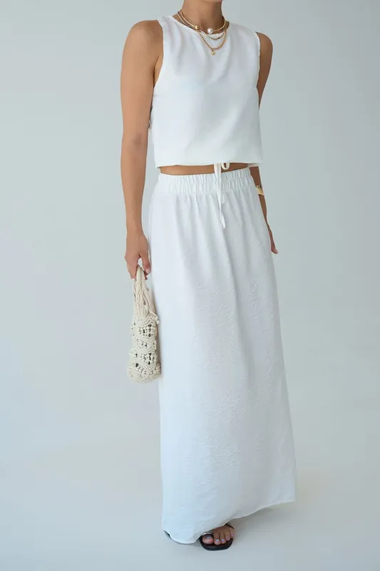 Sleeveless Textured Blouse and Wide-Leg Skirt Set