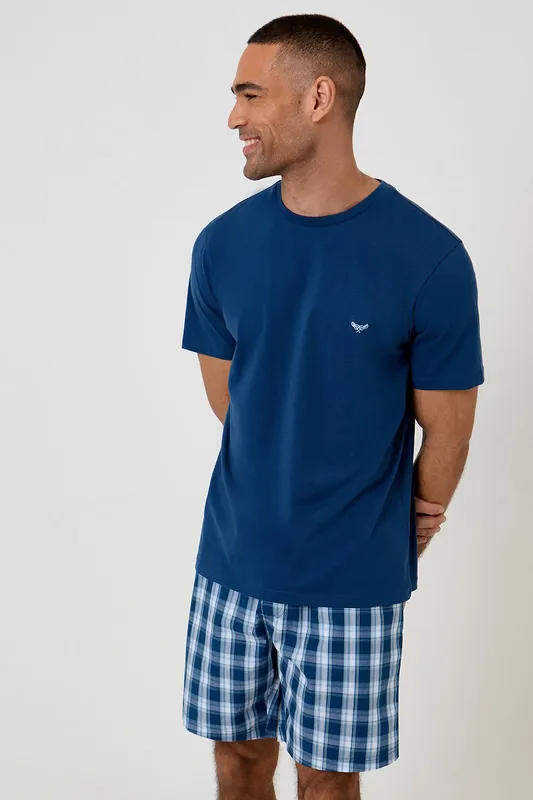 Pyjama T-Shirt & Check Shorts Set