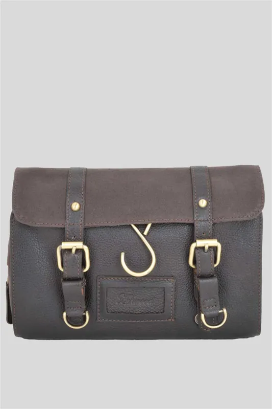 Real Leather & Canvas Hanging Toiletry Bag - Ashwood Leather